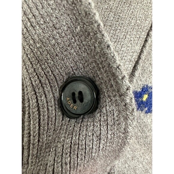 Ader Error Oversized Floral Jacquard Cardigan Gray Size Medium Step Hem Buttons - Picture 4 of 12